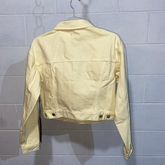 EDWIN Anthropologie Womens SIA Denim Jacket M Lemonade 80s Cropped Colorful NWT - Picture 4 of 10